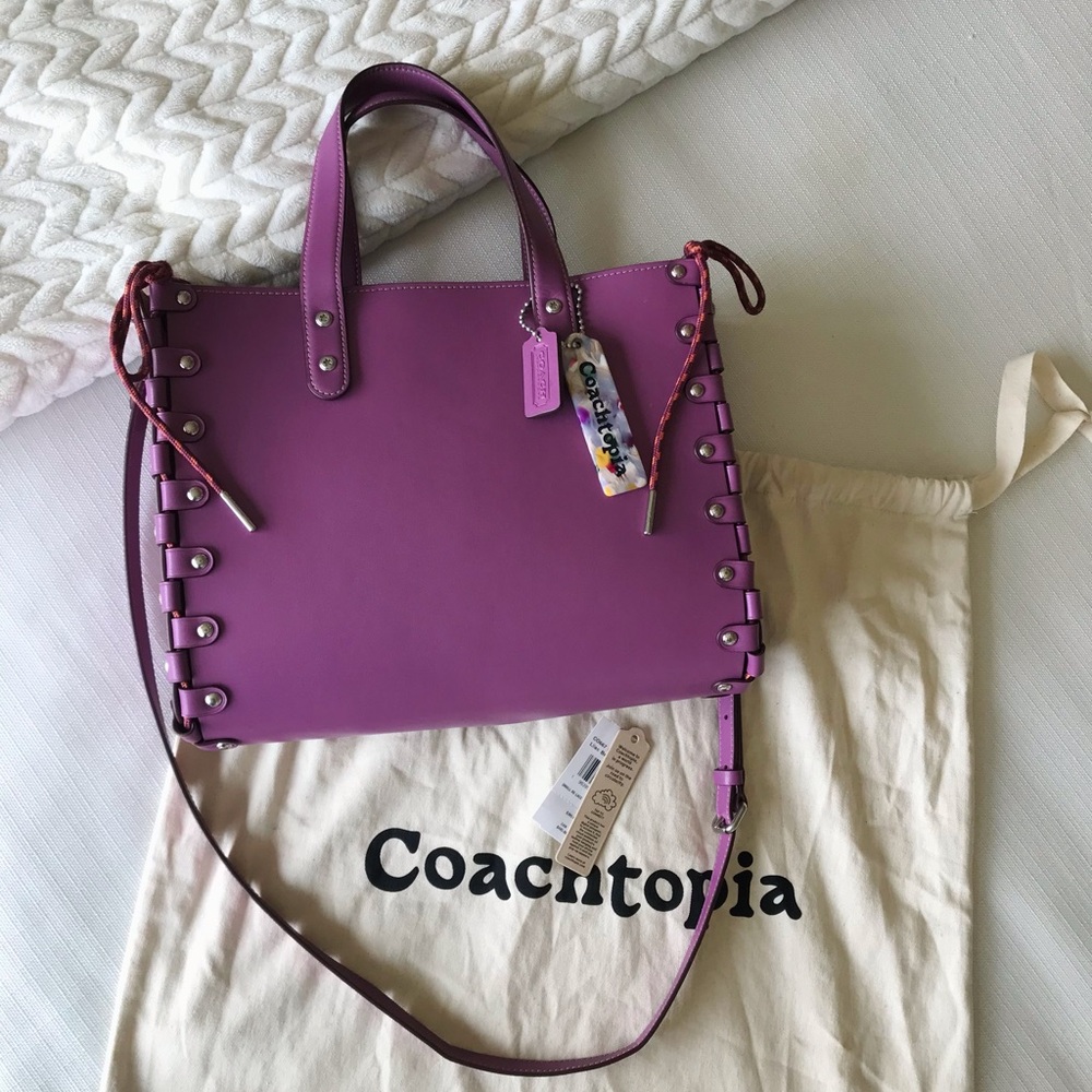 Coach Coachtopia Re-Laceable Reversible Crossbody Tote Purse, Lilac Berry